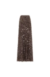 Brunello Cucinelli Long Skirt With Swing Drops Embroidery In Brown