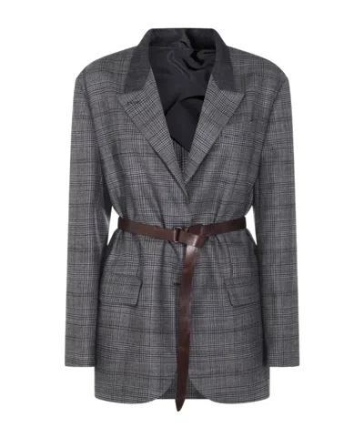 BRUNELLO CUCINELLI BRUNELLO CUCINELLI SINGLE-BREASTED BELTED BLAZER