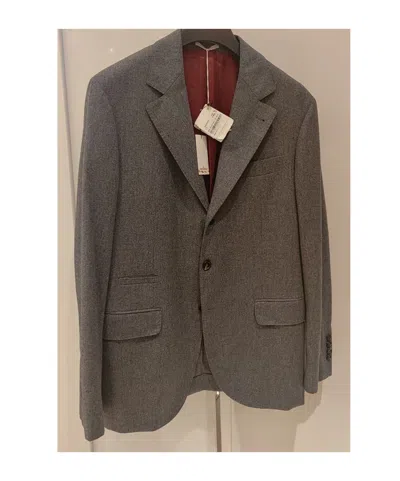 Brunello Cucinelli Long Sleeve Blazer In Brown