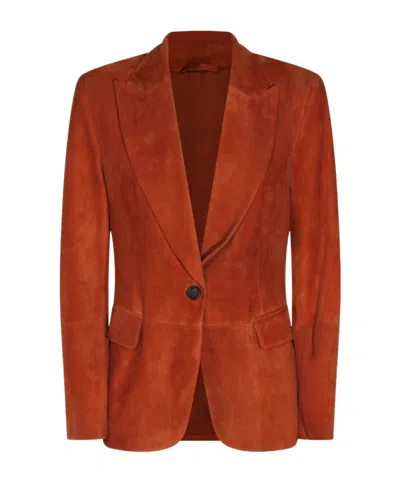 Brunello Cucinelli Long Sleeve Blazer In Brown