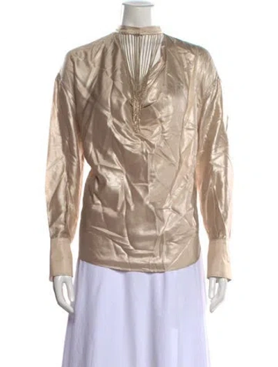 Pre-owned Brunello Cucinelli Long Sleeve Blouse In Neutrals