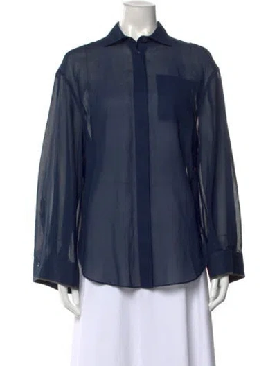 Pre-owned Brunello Cucinelli Long Sleeve Blouse W/ Tags In Blue