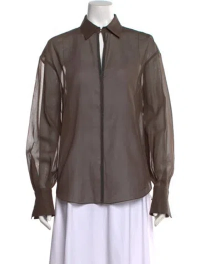 Pre-owned Brunello Cucinelli Long Sleeve Blouse W/ Tags In Brown