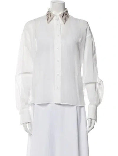 Pre-owned Brunello Cucinelli Long Sleeve Blouse W/ Tags In White