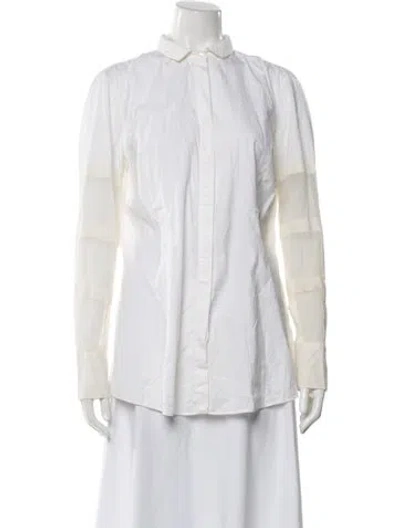 Pre-owned Brunello Cucinelli Long Sleeve Blouse In White