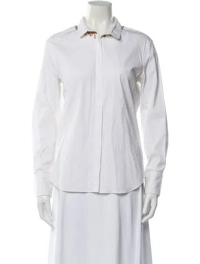 Pre-owned Brunello Cucinelli Long Sleeve Blouse In White