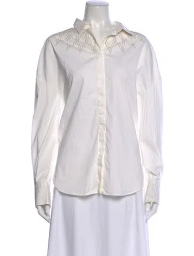 Pre-owned Brunello Cucinelli Long Sleeve Blouse In White