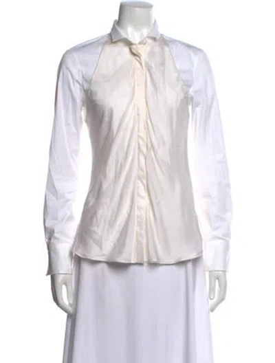 Pre-owned Brunello Cucinelli Long Sleeve Blouse In White