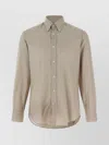 Brunello Cucinelli Long Sleeve Button-down Collar Check Shirt In Neutral
