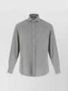 Brunello Cucinelli Long Sleeve Button-down Collar Cotton Shirt In Gray