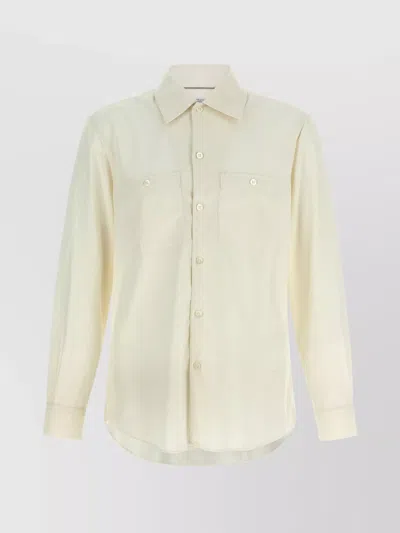 Brunello Cucinelli Long Sleeve Button-down Collar Shirt In Neutral