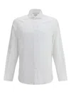 Brunello Cucinelli Linen Shirt With Back Yoke And Curved Hem In White