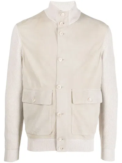 Brunello Cucinelli Long-sleeve Buttoned Silk Jacket In Weiss