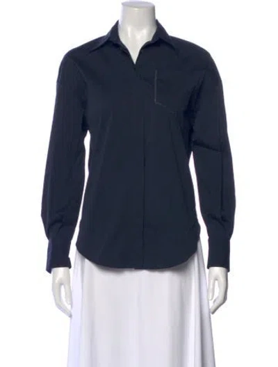 Pre-owned Brunello Cucinelli Long Sleeve Button-up Top In Blue