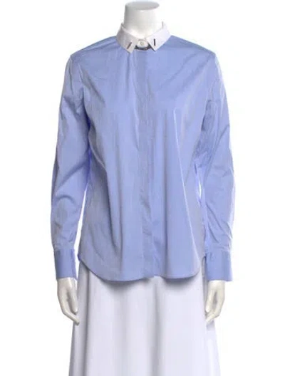 Pre-owned Brunello Cucinelli Long Sleeve Button-up Top In Blue