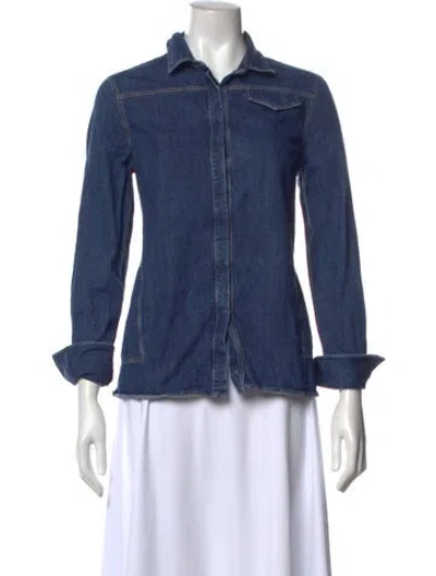 Pre-owned Brunello Cucinelli Long Sleeve Button-up Top In Blue