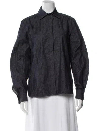 Pre-owned Brunello Cucinelli Long Sleeve Button-up Top In Blue