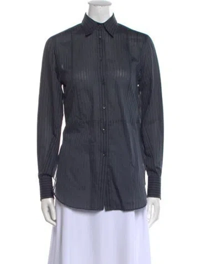 Pre-owned Brunello Cucinelli Long Sleeve Button-up Top In Blue