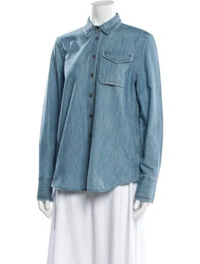 Pre-owned Brunello Cucinelli Long Sleeve Button-up Top In Blue