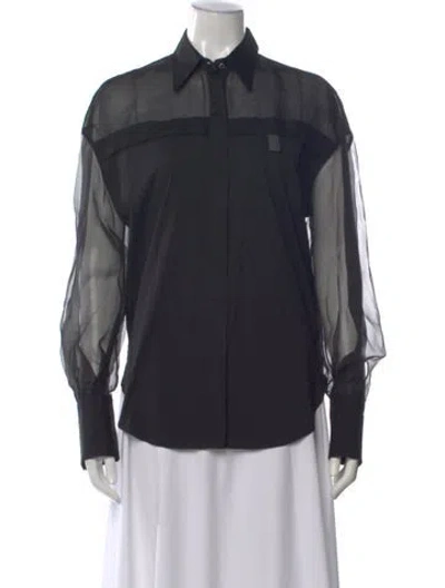 Pre-owned Brunello Cucinelli Long Sleeve Button-up Top In Blue