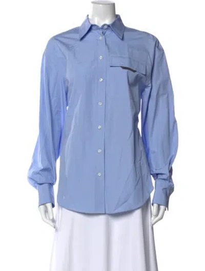 Pre-owned Brunello Cucinelli Long Sleeve Button-up Top In Blue