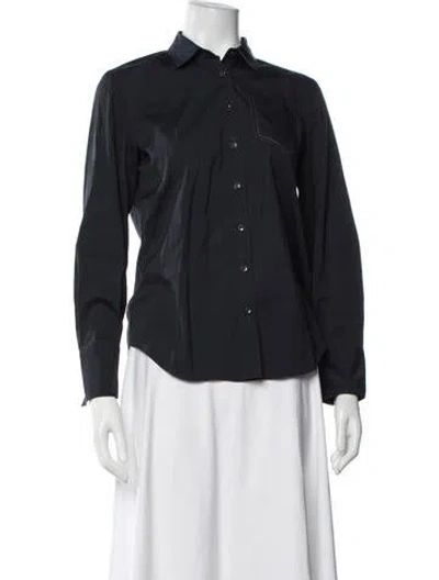 Pre-owned Brunello Cucinelli Long Sleeve Button-up Top In Blue