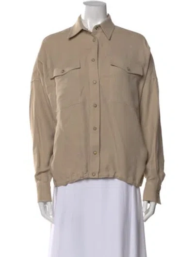 Pre-owned Brunello Cucinelli Long Sleeve Button-up Top In Brown