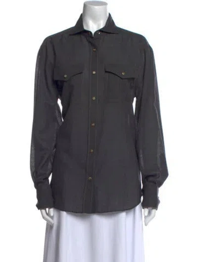Pre-owned Brunello Cucinelli Long Sleeve Button-up Top In Gray
