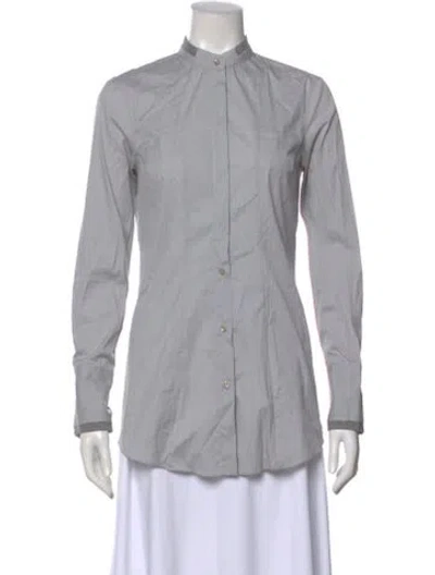 Pre-owned Brunello Cucinelli Long Sleeve Button-up Top In Gray