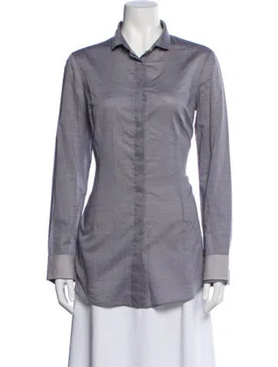 Pre-owned Brunello Cucinelli Long Sleeve Button-up Top In Gray