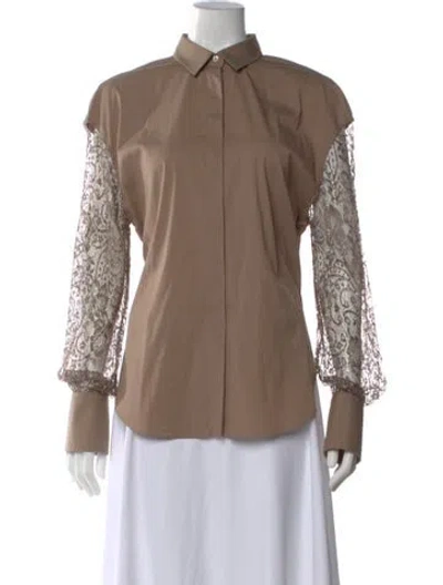 Pre-owned Brunello Cucinelli Long Sleeve Button-up Top In Neutral