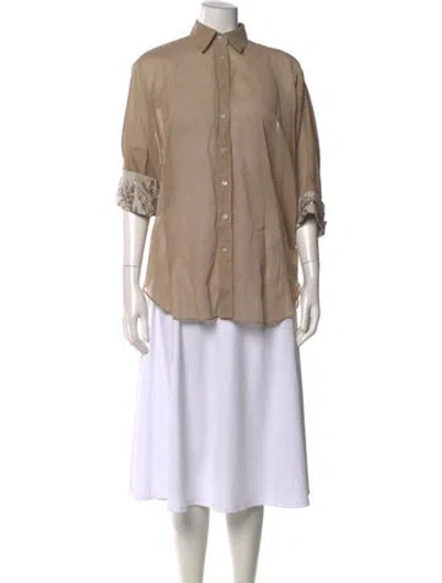 Pre-owned Brunello Cucinelli Long Sleeve Button-up Top In Neutral