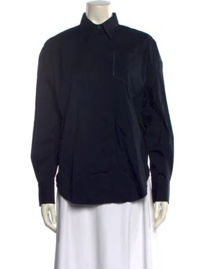Pre-owned Brunello Cucinelli Long Sleeve Button-up Top W/ Tags In Blue