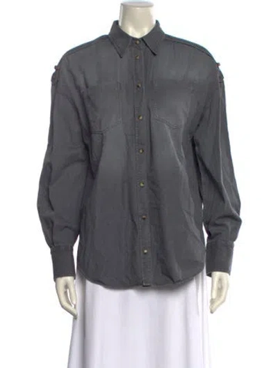 Pre-owned Brunello Cucinelli Long Sleeve Button-up Top W/ Tags In Gray