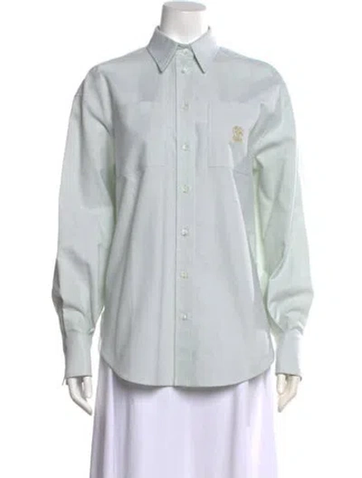 Pre-owned Brunello Cucinelli Long Sleeve Button-up Top W/ Tags In Green