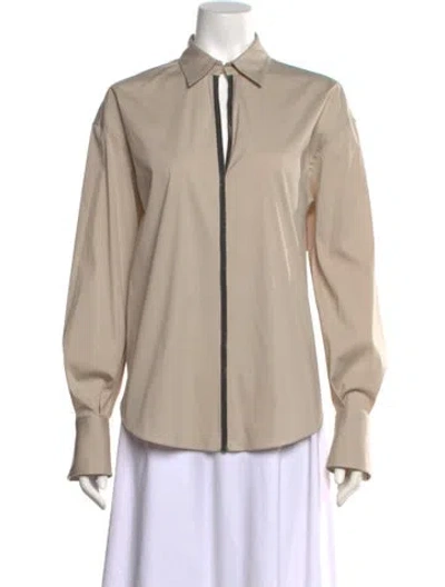 Pre-owned Brunello Cucinelli Long Sleeve Button-up Top W/ Tags In Neutral
