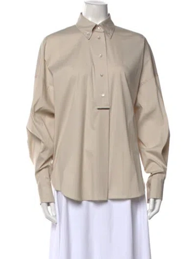 Pre-owned Brunello Cucinelli Long Sleeve Button-up Top W/ Tags In Neutral