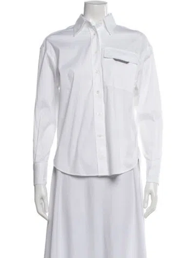 Pre-owned Brunello Cucinelli Long Sleeve Button-up Top W/ Tags In White
