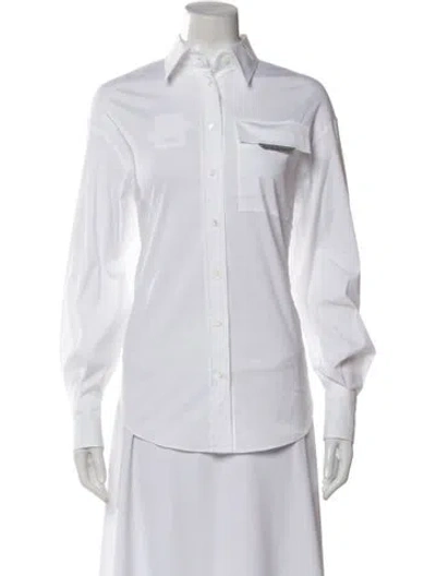 Pre-owned Brunello Cucinelli Long Sleeve Button-up Top W/ Tags In White