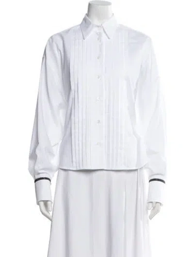 Pre-owned Brunello Cucinelli Long Sleeve Button-up Top W/ Tags In White