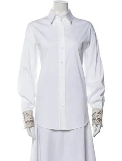 Pre-owned Brunello Cucinelli Long Sleeve Button-up Top W/ Tags In White