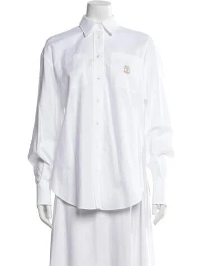 Pre-owned Brunello Cucinelli Long Sleeve Button-up Top W/ Tags In White