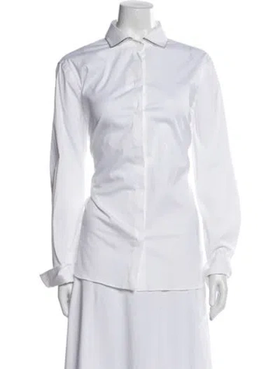 Pre-owned Brunello Cucinelli Long Sleeve Button-up Top In White