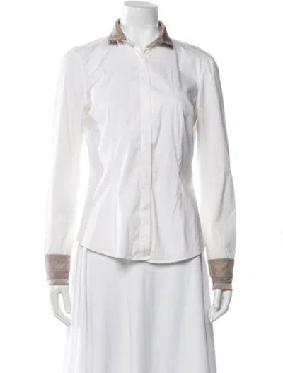 Pre-owned Brunello Cucinelli Long Sleeve Button-up Top In White