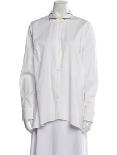 Pre-owned Brunello Cucinelli Long Sleeve Button-up Top In White