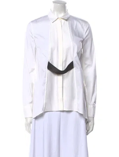 Pre-owned Brunello Cucinelli Long Sleeve Button-up Top In White