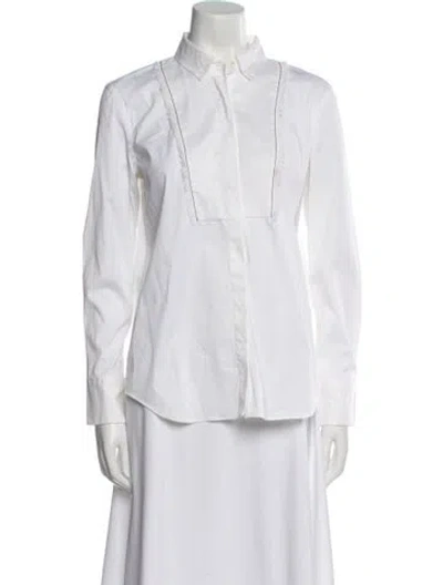 Pre-owned Brunello Cucinelli Long Sleeve Button-up Top In White