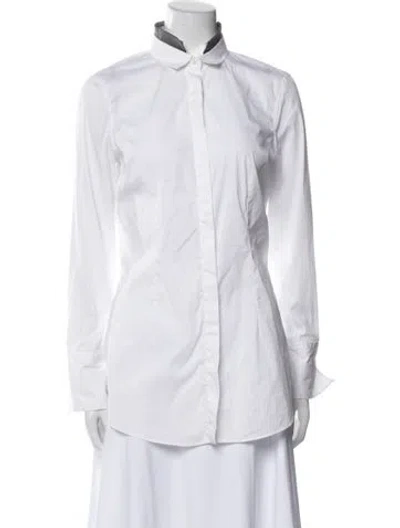Pre-owned Brunello Cucinelli Long Sleeve Button-up Top In White