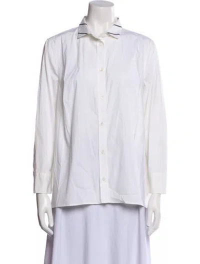 Pre-owned Brunello Cucinelli Long Sleeve Button-up Top In White