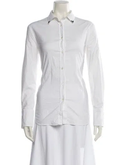 Pre-owned Brunello Cucinelli Long Sleeve Button-up Top In White